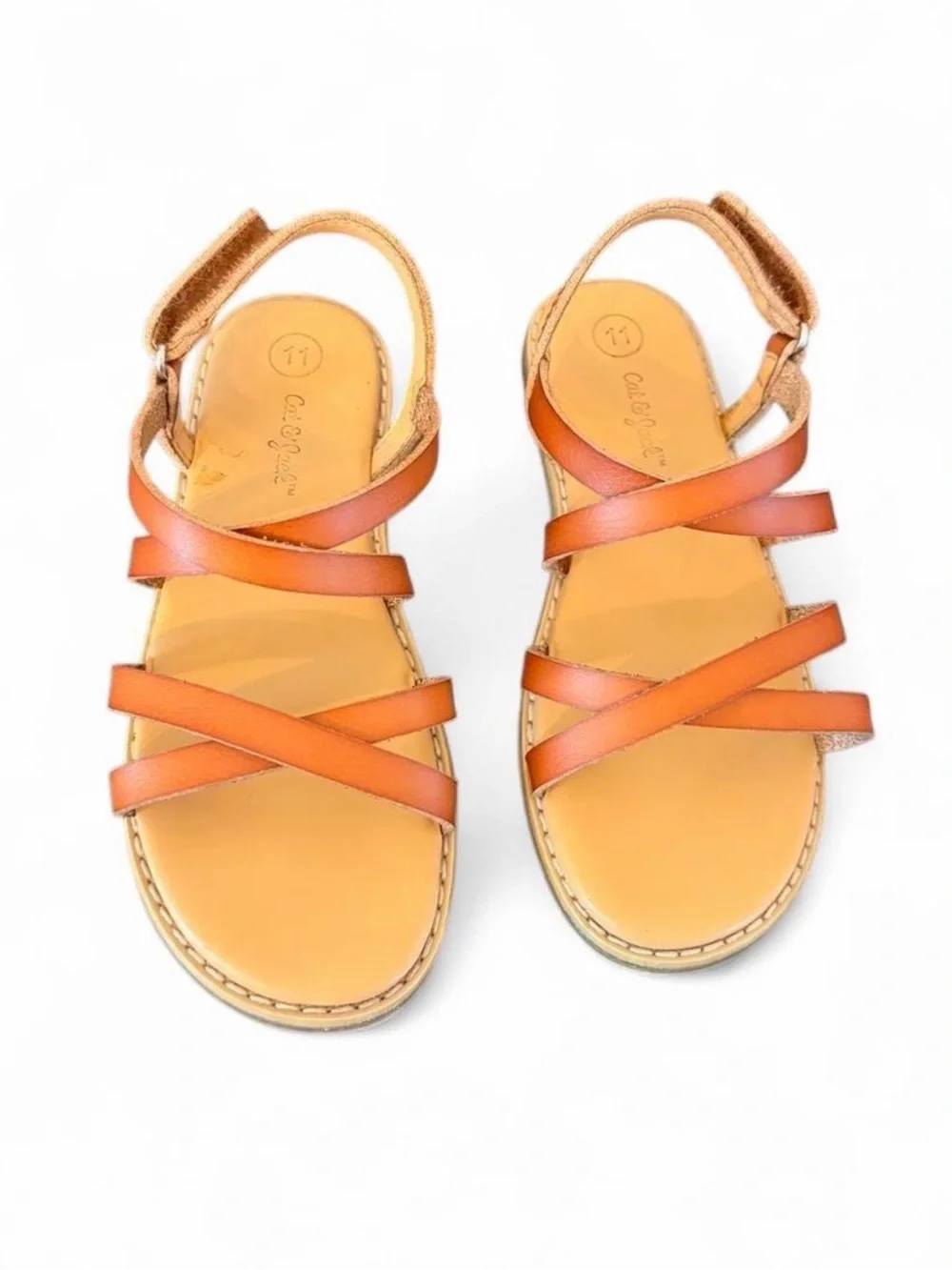 11 little girls brown strappy everyday sandals summer shoes